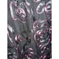 Bluzka wieczorowa - czarna koronka z haftowanymi kwiatami